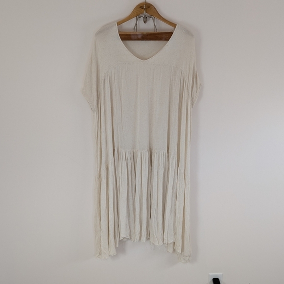 Free People Dress Womens XS White Natural Just Add Sun Midi Beach Slouchy Boho - Picture 1 of 8